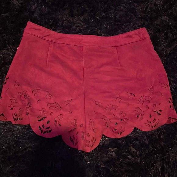 Red/maroon shorts with lace bottom May & July size small - Picture 3 of 3